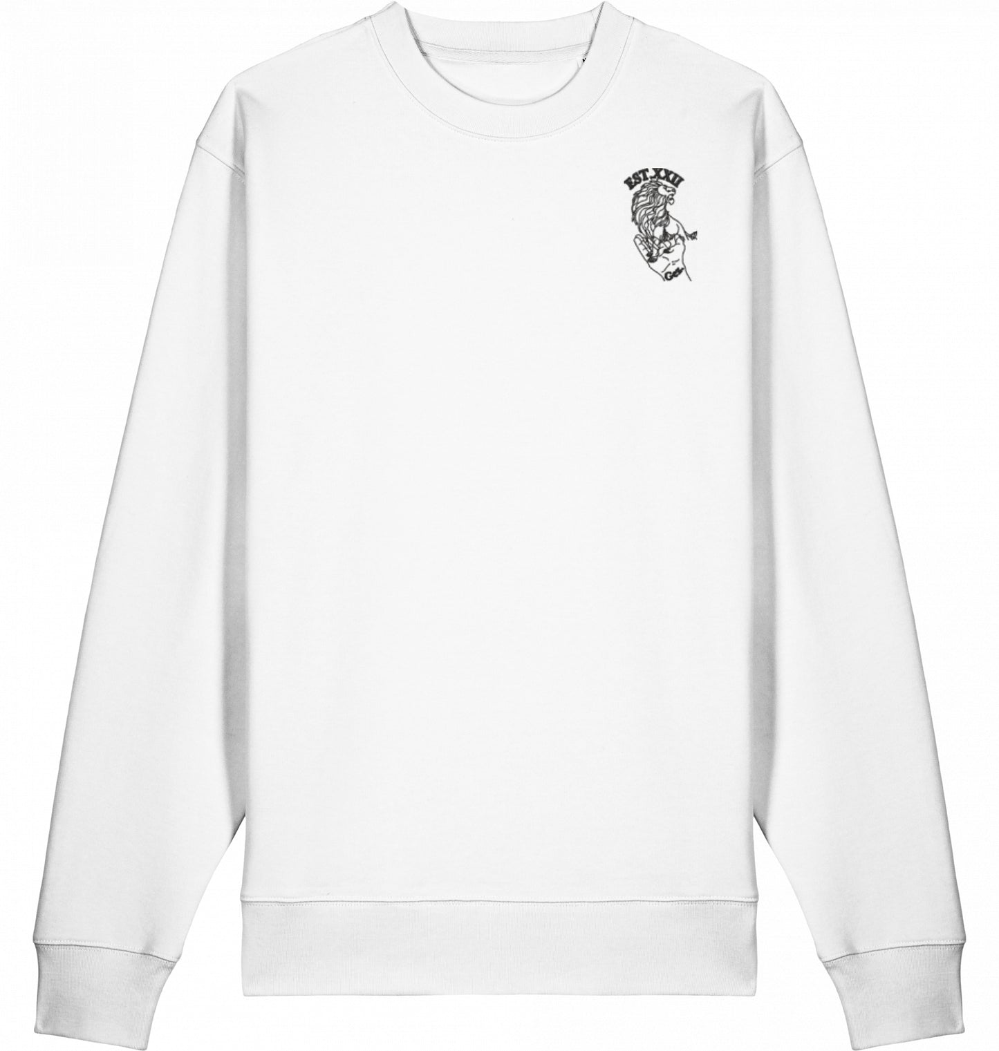 Sweatshirt weiss mit EST.-Löwe aus 100% Baumwolle