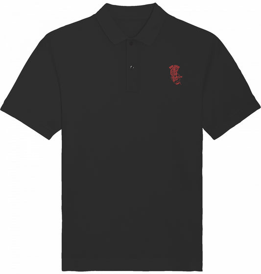 Poloshirt schwarz mit EST.-Löwe aus 100% Baumwolle