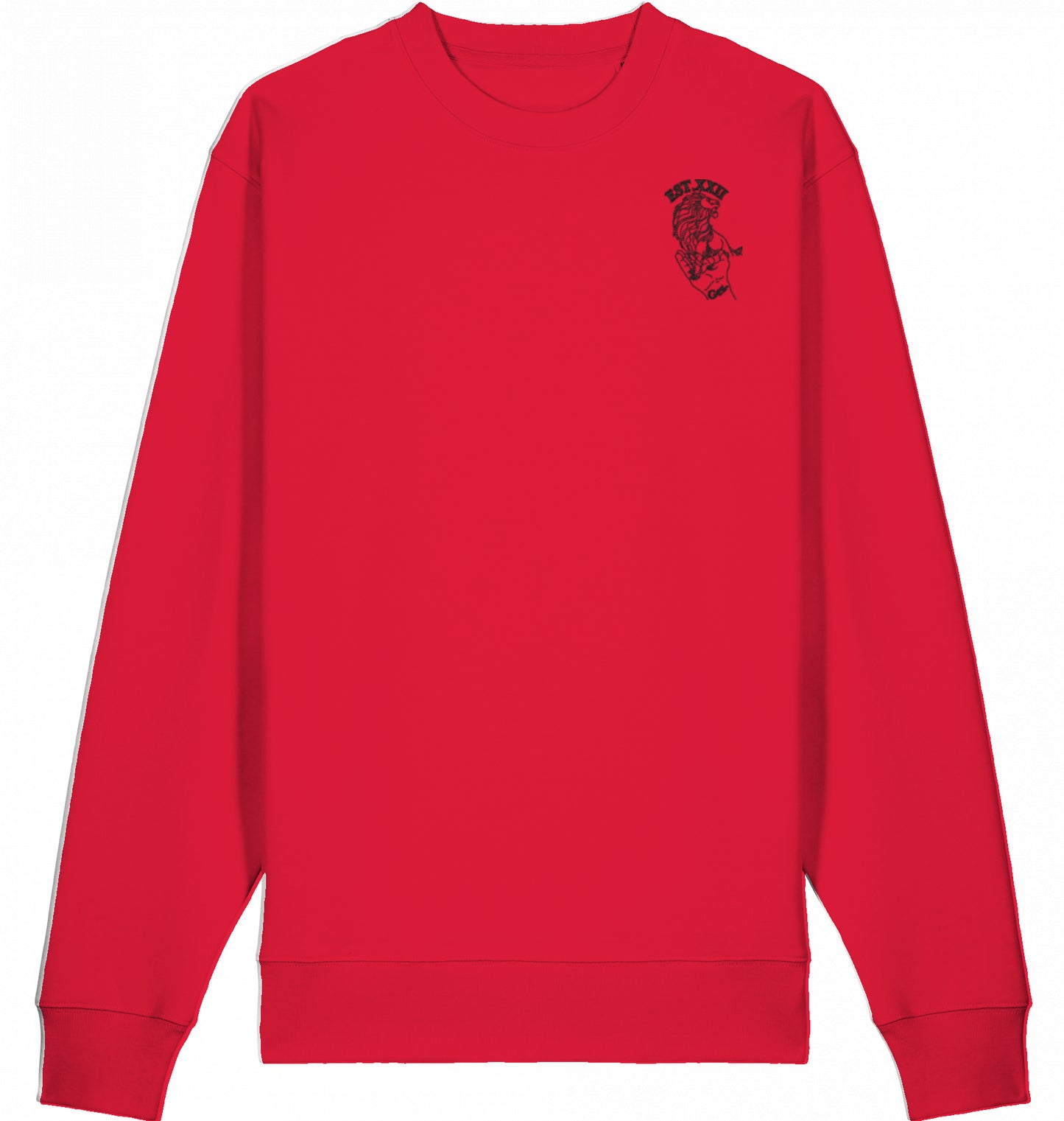 Sweatshirt weiss mit EST.-Löwe aus 100% Baumwolle