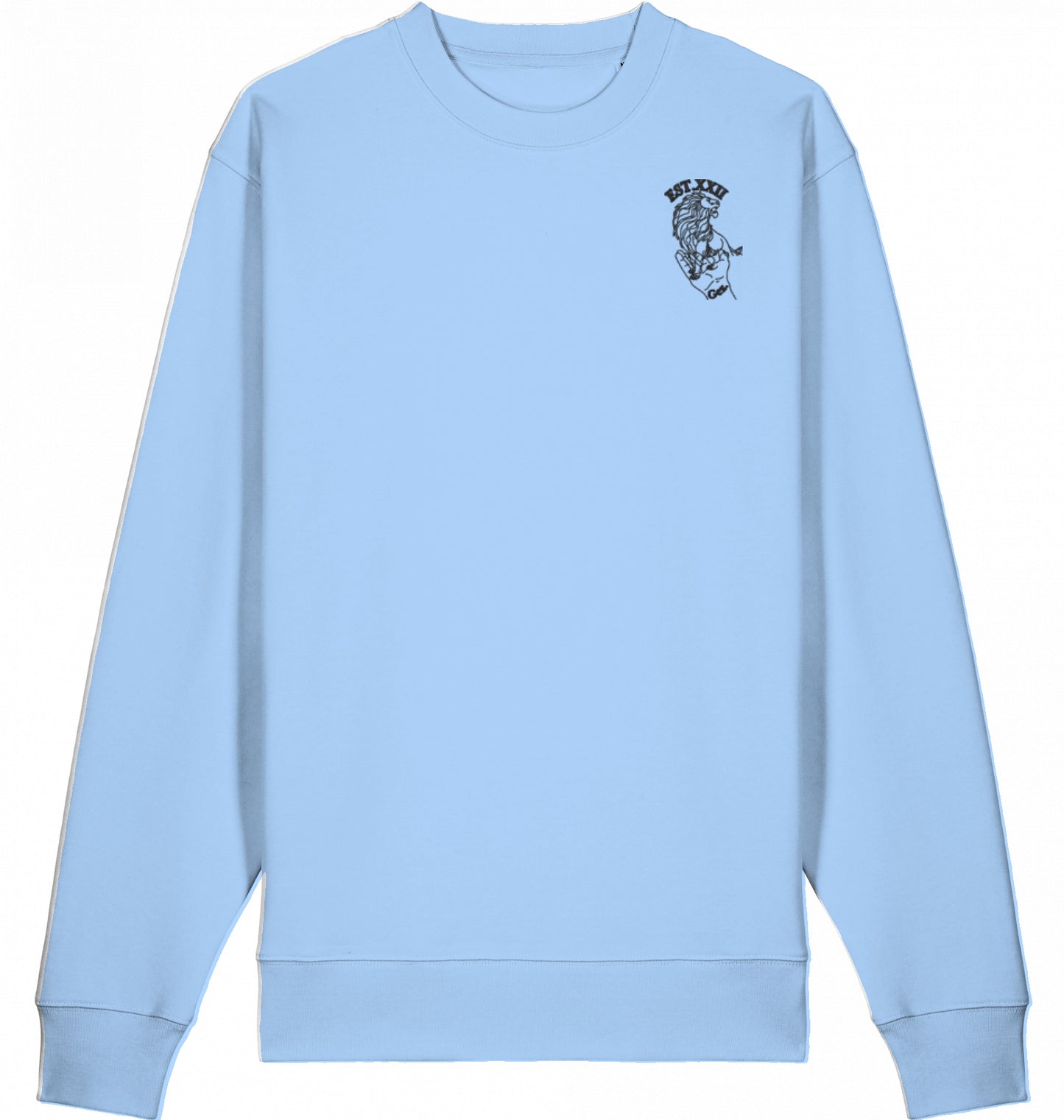 Sweatshirt weiss mit EST.-Löwe aus 100% Baumwolle