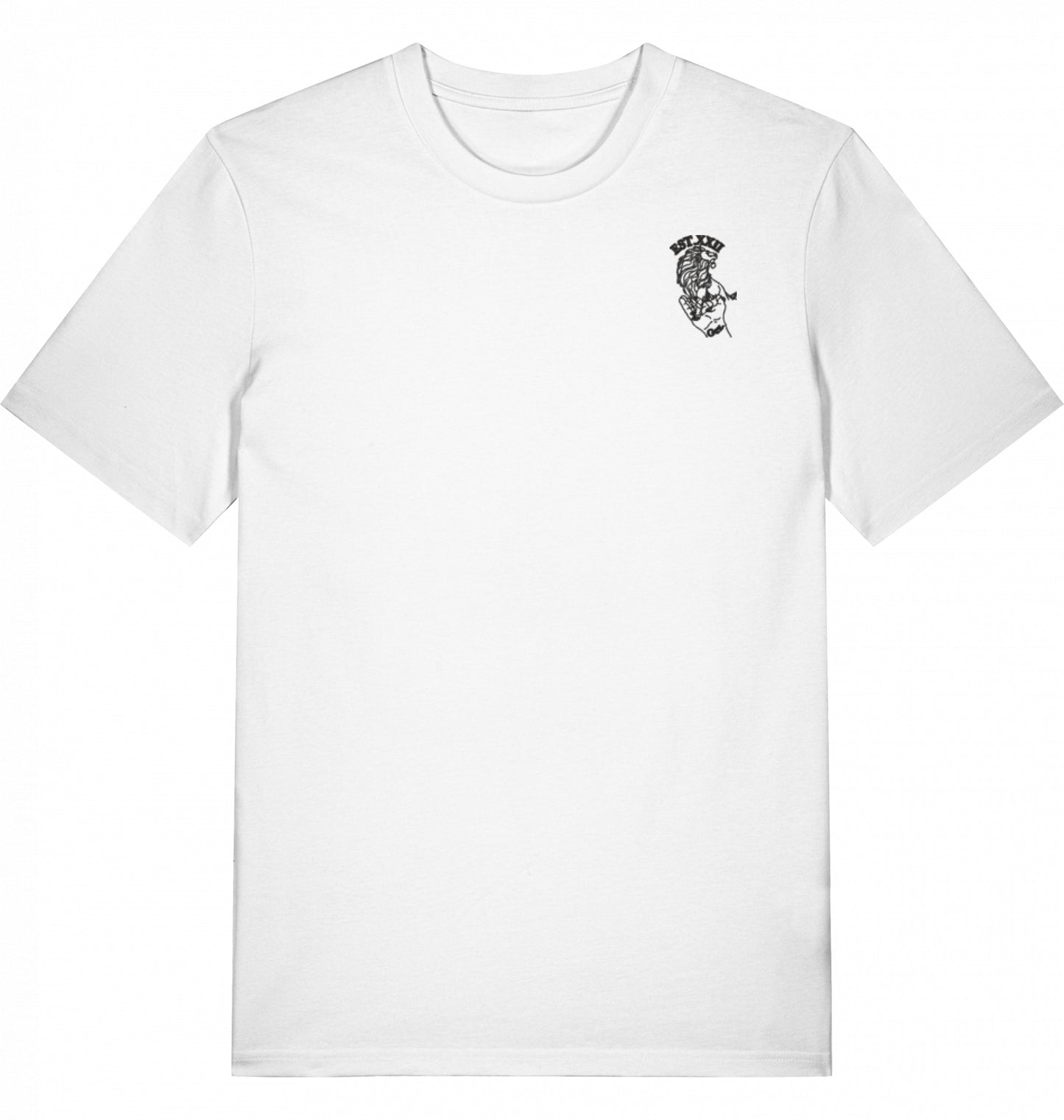 T-Shirt weiss mit EST.-Löwe aus 100% Baumwolle