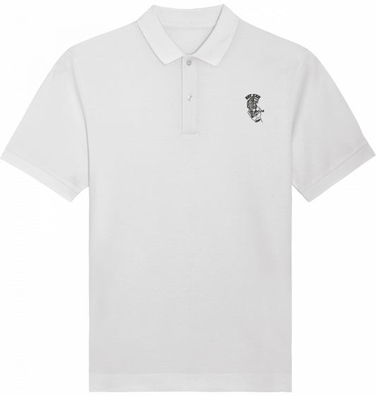 Poloshirt weiss mit EST.-Löwe aus 100% Baumwolle